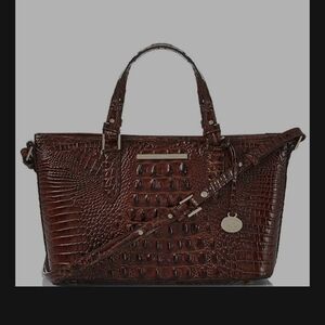 Luxurious Brown Crocodile-Embossed Satchel